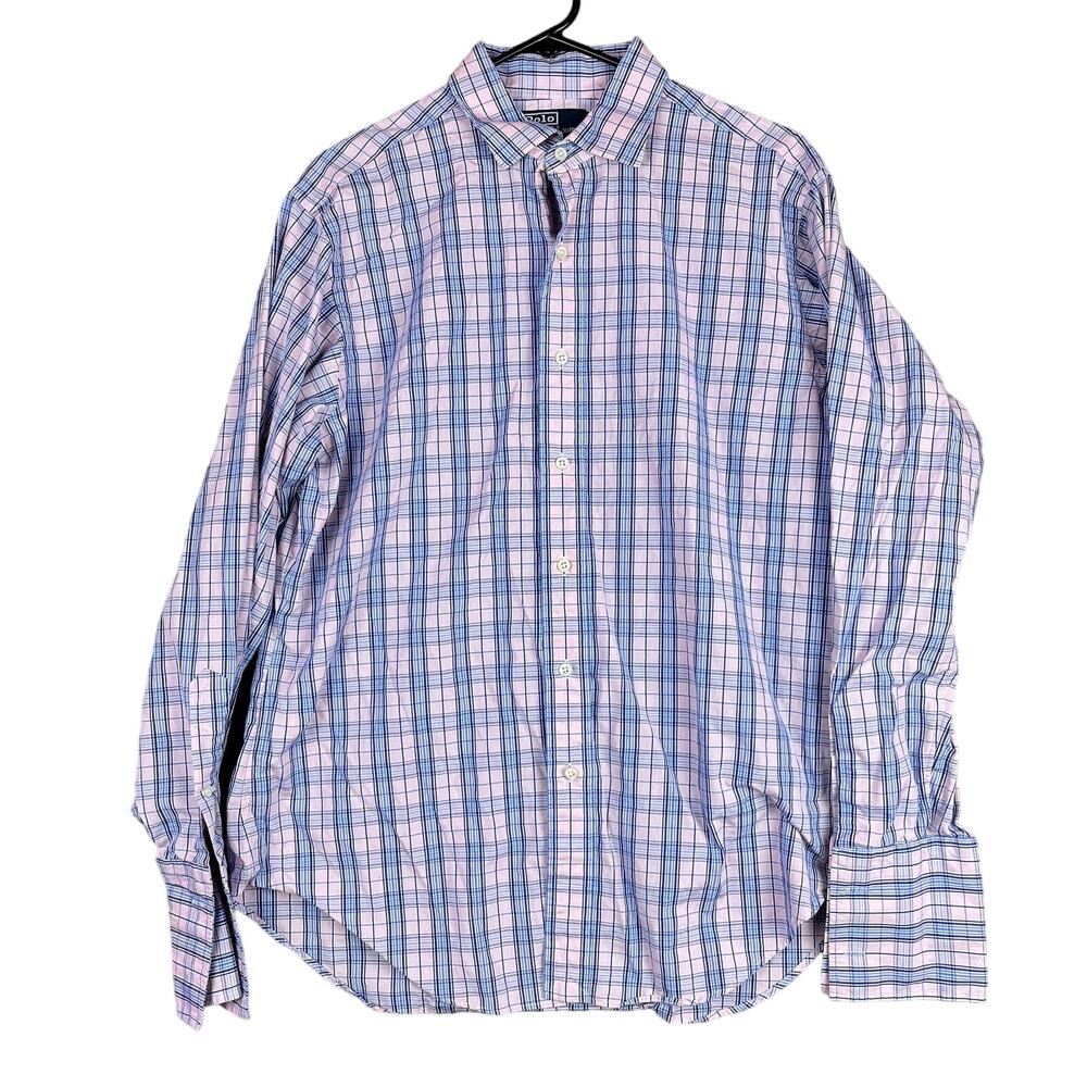 Polo Ralph Lauren Mens Shirt Pink Blue Plaid Phillip Long Sleeve Cotton 16-34